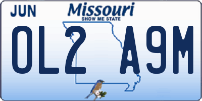 MO license plate OL2A9M