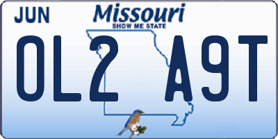 MO license plate OL2A9T