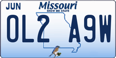 MO license plate OL2A9W