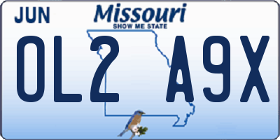 MO license plate OL2A9X