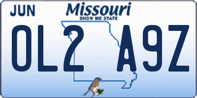 MO license plate OL2A9Z
