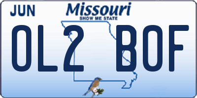 MO license plate OL2B0F
