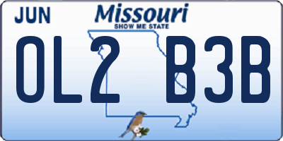MO license plate OL2B3B