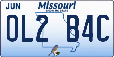 MO license plate OL2B4C