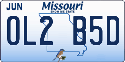 MO license plate OL2B5D