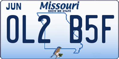 MO license plate OL2B5F