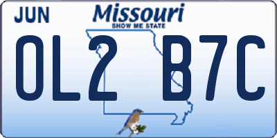 MO license plate OL2B7C