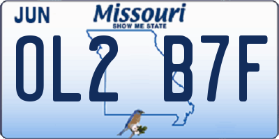 MO license plate OL2B7F