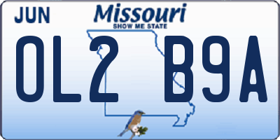 MO license plate OL2B9A