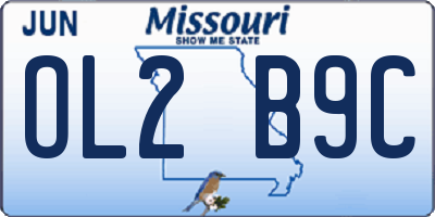 MO license plate OL2B9C