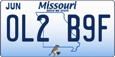 MO license plate OL2B9F