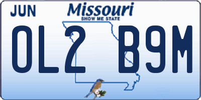 MO license plate OL2B9M