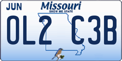 MO license plate OL2C3B