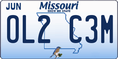 MO license plate OL2C3M