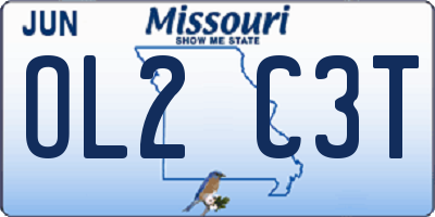 MO license plate OL2C3T