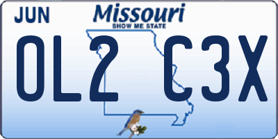 MO license plate OL2C3X