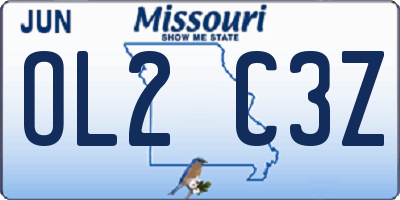 MO license plate OL2C3Z