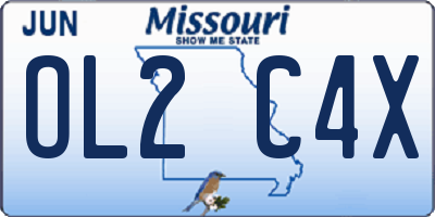 MO license plate OL2C4X
