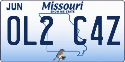 MO license plate OL2C4Z