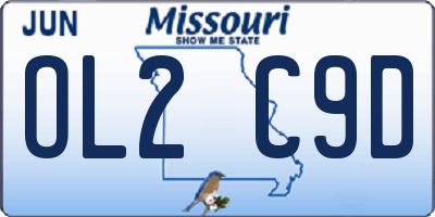 MO license plate OL2C9D