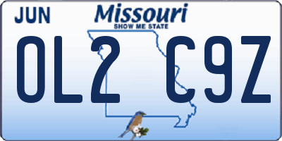 MO license plate OL2C9Z