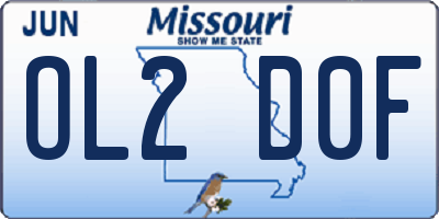 MO license plate OL2D0F