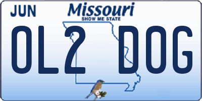 MO license plate OL2D0G