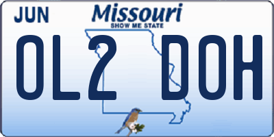 MO license plate OL2D0H