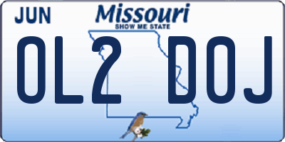 MO license plate OL2D0J