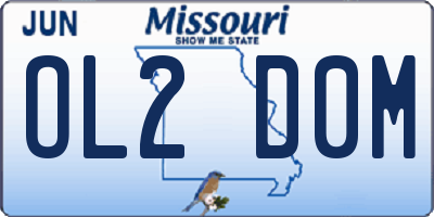 MO license plate OL2D0M