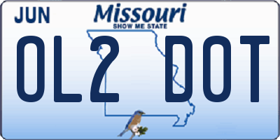 MO license plate OL2D0T