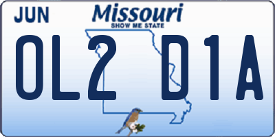 MO license plate OL2D1A
