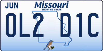 MO license plate OL2D1C
