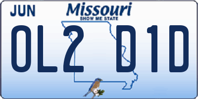MO license plate OL2D1D