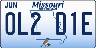 MO license plate OL2D1E