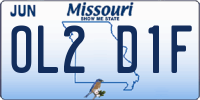 MO license plate OL2D1F
