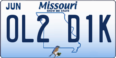 MO license plate OL2D1K