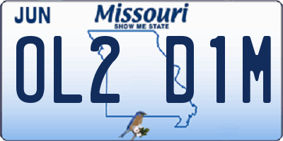 MO license plate OL2D1M