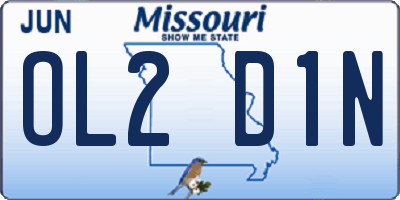 MO license plate OL2D1N