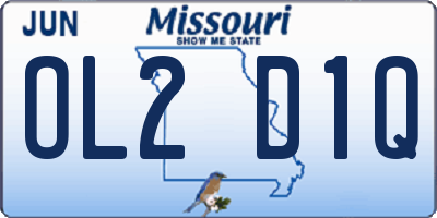MO license plate OL2D1Q