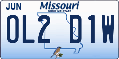 MO license plate OL2D1W