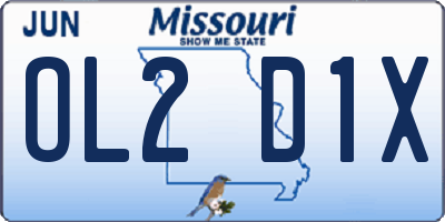 MO license plate OL2D1X