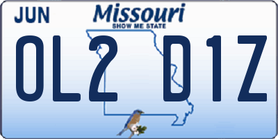 MO license plate OL2D1Z
