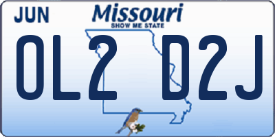 MO license plate OL2D2J