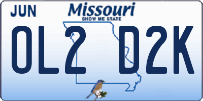 MO license plate OL2D2K