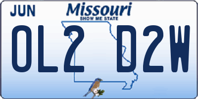 MO license plate OL2D2W