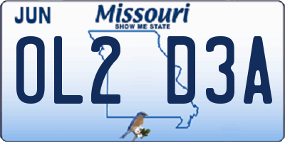 MO license plate OL2D3A