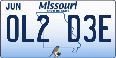 MO license plate OL2D3E