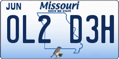 MO license plate OL2D3H