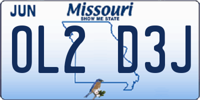 MO license plate OL2D3J